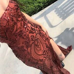 Windsor Copper Sequin Prom Dress